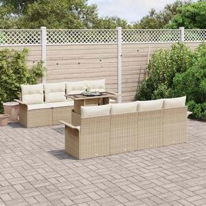 Kerti Kanapé Szett párnával tárolóval 9 pcs Bézs Poly Rattan