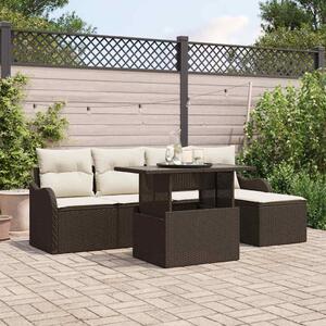Kerti Kanapé Szett párnával 6 pcs Barna Polyrattan