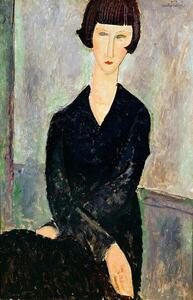 Reprodukció Woman in Black Dress, Modigliani, Amedeo