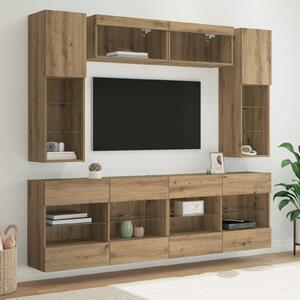 VidaXL TV falit kabinet szett leddel 6 pcs Kézműves Tölgy Mérnöki fa