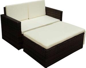 Polyrattan Kerti Ülőgarnitúra - 2 részes - Barna