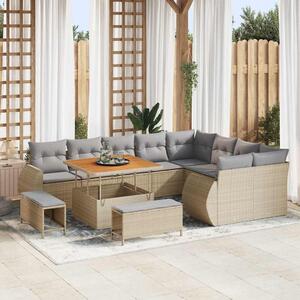 Kerti Kanapé Szett 12 pcs Beige és Világosszürke Poly Rattan