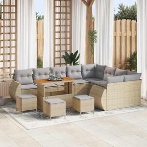 Kerti Kanapé Szett 13 pcs Beige és Világosszürke Poly Rattan