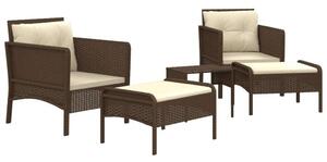 VidaXL Polyrattan Kerti Ülőgarnitúra - 5 részes - Barna