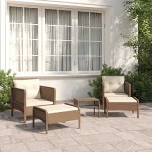 VidaXL Polyrattan Kerti Ülőgarnitúra - 5 részes - Barna