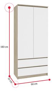 ARIVA S90 szekrény, 90x180x51, sonoma/fehér