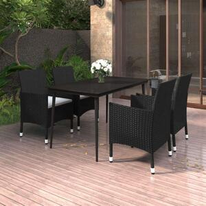 VidaXL 5 részes polyrattan és üveg kerti étkezőgarnitúra párnákkal