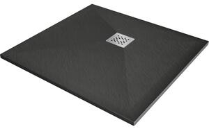 Mexen Stone+ kompozit négyzet alakú zuhanytálca 70 x 70 cm, antracit - 44717070