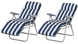 Outsunny 2 összecsukható napozóágy, fehér / kék