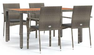 Polyrattan Kerti Étkezőgarnitúra - 5 részes - Szürke