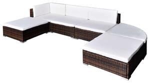 Polyrattan Kerti Ülőgarnitúra - Barna - 6 részes