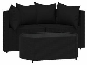 VidaXL Polyrattan Kerti Ülőgarnitúra - 3 részes - Fekete