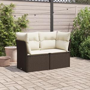 VidaXL 2 személyes barna polyrattan kerti kanapé párnával