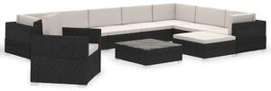 Polyrattan Kerti Bútorszett - 12 részes - Fekete