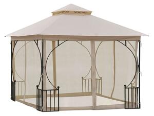 Outsunny kerti pavilon dupla fém és poliészter tetővel, bézs, 3x3m