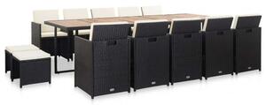 VidaXL Polyrattan Kültéri Étkezőgarnitúra - 15 részes