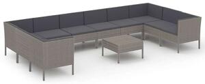 Polyrattan Kerti Ülőgarnitúra - 11 részes - Szürke