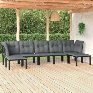 VidaXL Polyrattan Kerti Ülőgarnitúra - 7 részes - Fekete-Szürke