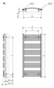 Terma Domi fürdőszoba radiátor íves 78.6x40 cm fehér WGDOM078040K916SX