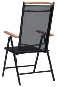 VidaXL 2 db fekete alumínium és textilén összecsukható kerti szék