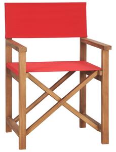 VidaXL 2 db piros tömör tíkfa összecsukható rendezői szék