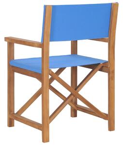 VidaXL 2 db kék tömör tíkfa összecsukható rendezői szék
