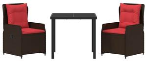 VidaXL Kert étkező szett 3 pcs Barna Poli rattan