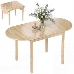 HOMCOM Összecsukható Fa Étkezőasztal 6 Személyre Lehajtható, 140 x 70 x 75 cm, Natúr Fa