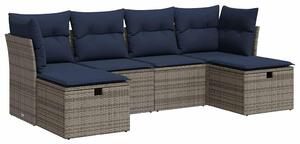 VidaXL 6 részes szürke polyrattan kerti ülőgarnitúra párnákkal
