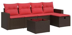 VidaXL 6 részes barna polyrattan kerti ülőgarnitúra párnával