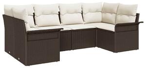 VidaXL Kerti Kanapé Szett tárolóval 6 pcs Barna Poli rattan
