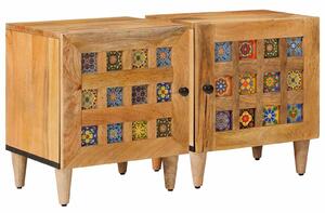 VidaXL Éjjeliszekrény 2 pcs Természetes 40 x 33 x 46 cm Tömör Mangófát