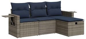 VidaXL 4 részes szürke polyrattan kerti ülőgarnitúra párnákkal