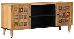 VidaXL TV szekrény ajtóval Természetes 105 x 33 x 46 cm Tömör Mangófát