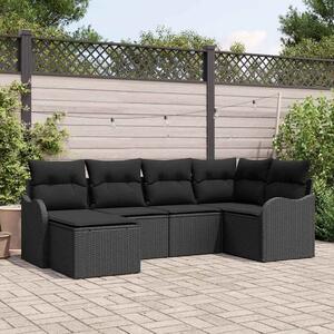 VidaXL Kerti Kanapé Szett párnával 6 pcs Fekete Poli rattan