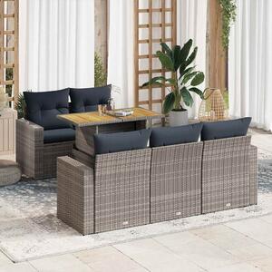 VidaXL 6 részes szürke polyrattan kerti ülőgarnitúra párnákkal