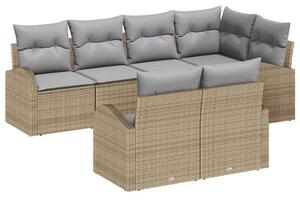 VidaXL Kerti Kanapé Szett 7 pcs Beige és Világosszürke polirattan