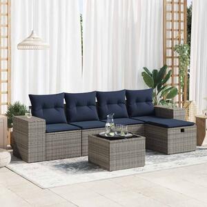 VidaXL 6 részes szürke polyrattan kerti ülőgarnitúra párnákkal
