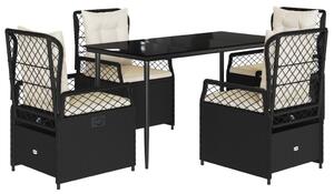VidaXL 5 részes fekete polyrattan kerti étkezőgarnitúra párnákkal