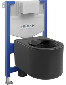 Mexen falra szerelhető vécétartályos rendszer Fenix XS-F WC-csészével Sofia, matt fekete - 6803354XX85