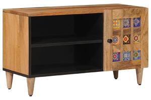 VidaXL TV szekrény ajtóval Természetes 80 x 33 x 46 cm Tömör Mangófát