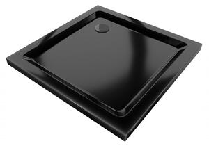 Mexen Flat slim négyzet alakú zuhanytálca 70 x 70 cm, fekete, fekete szifon - 40707070B