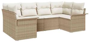 VidaXL Kerti Kanapé Szett tárolóval 6 pcs Bézs Poli rattan