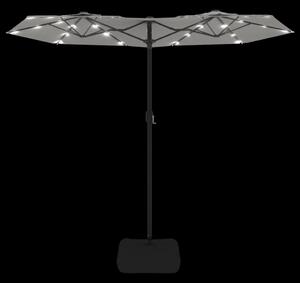 VidaXL homokfehér dupla tetős napernyő LED-ekkel 316x240 cm