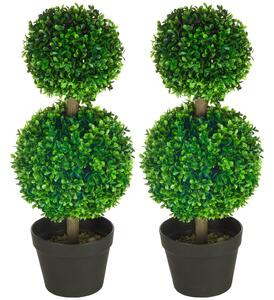 Műnövény szett, 2 db buxus, cserépben 60cm magas