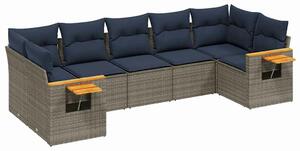 VidaXL 7 részes szürke polyrattan kerti ülőgarnitúra párnákkal