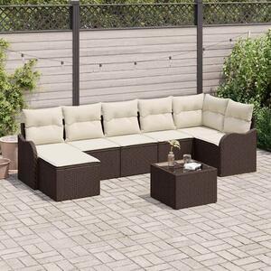 VidaXL Kerti Kanapé Szett párnával 8 pcs Barna és fehér Poli rattan