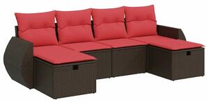 VidaXL 6 részes barna polyrattan kerti ülőgarnitúra párnával