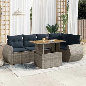 VidaXL 6 részes szürke polyrattan kerti ülőgarnitúra párnákkal