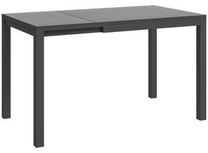 Outsunny Kihúzható Kerti Asztal 4-6 Személyre Alumíniumból és Edzett Üvegből, 85-125x70x73 cm, Sötétszürke